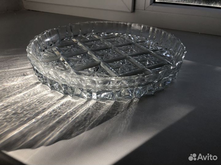 Винтажное блюдо времен СССР, хрусталь,28х4