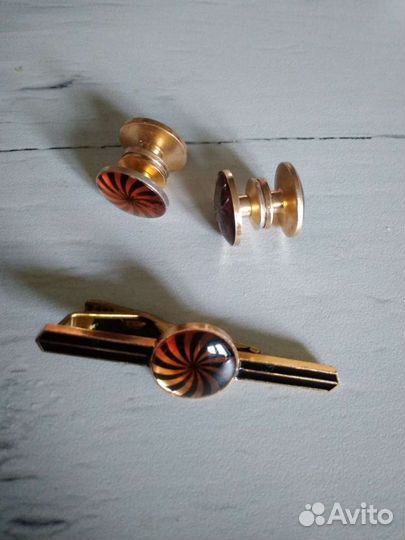 Ретро запонки и зажим для галстука