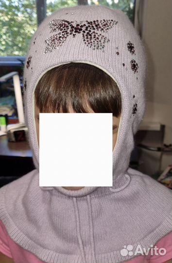 Шапка шлем зимняя для девочки 52 54