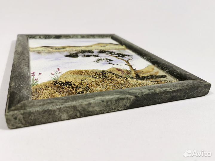 Панно из уральских камней Змеевик Каменная крошка