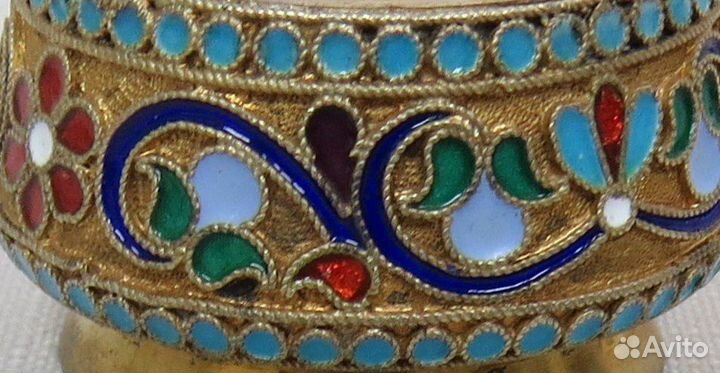 Серебряная солонка,перегородчатая эмаль