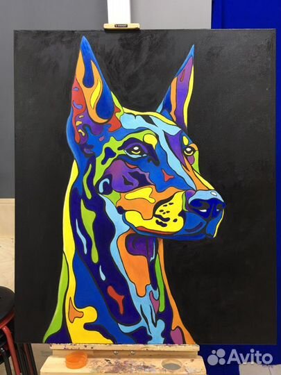 Картина поп арт доберман