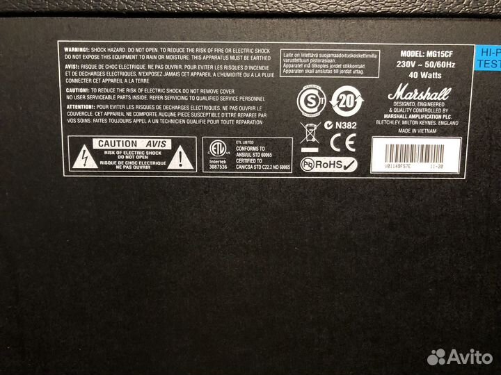 Комбоусилитель marshall MG15G