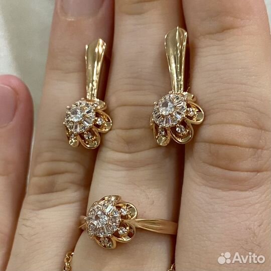 Комплект серьги+кольцо+кулон