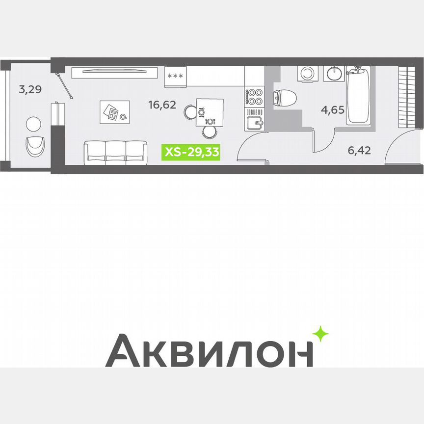 Квартира-студия, 29,2 м², 12/13 эт.