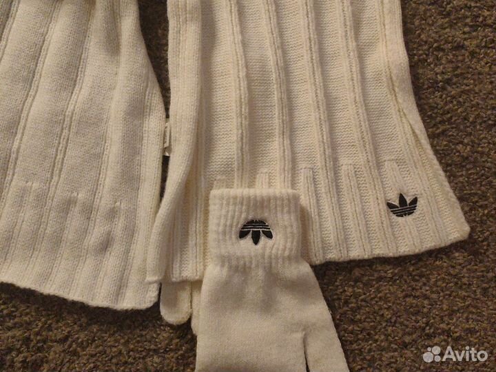 Комплект шарф и перчатки Адидас оригинал
