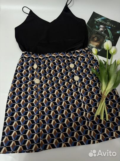 Юбка женская с орнаментом мини короткая 42 44