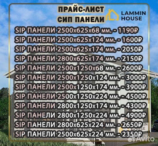 Сип SIP панели OSB. Размер 2500*1250*68 мм