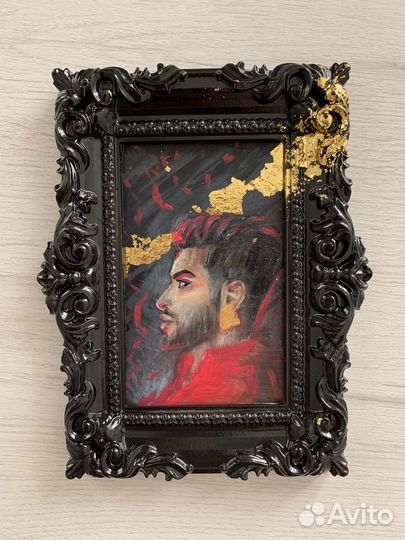 Картина маслом на картоне, в рамке 17х21