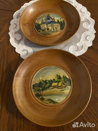 Кедровые тарелки с ручной росписью