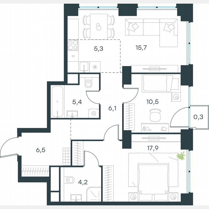 3-к. квартира, 71,9 м², 19/64 эт.