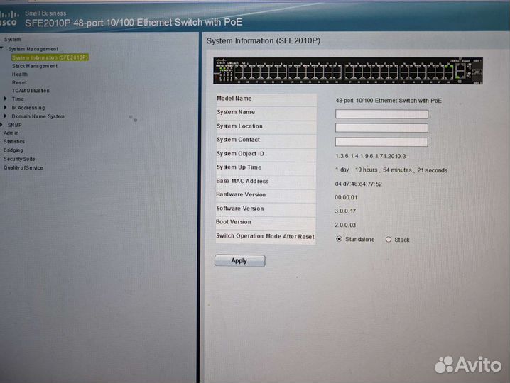 POE коммутатор 48 портов Cisco sfe2010p (б/у)
