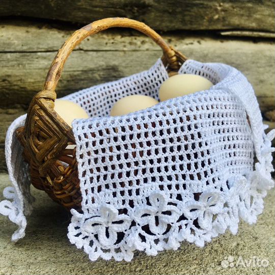 Ажурный чехол для корзины пасхальный декор