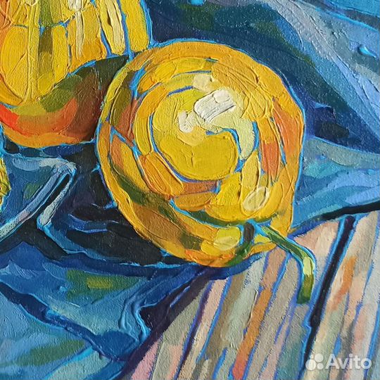 Картина груши натюрморт с фруктами масло 25х25см
