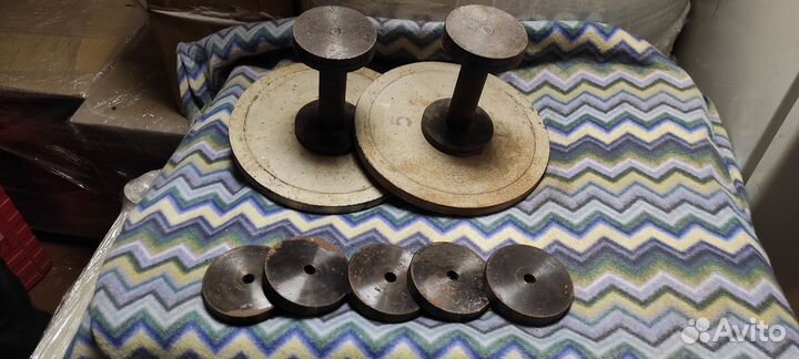 Штанга гриф блины гантели - до 50 кг, СССР