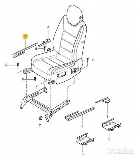 Накладка салазок переднего правого сиденья Cayenne