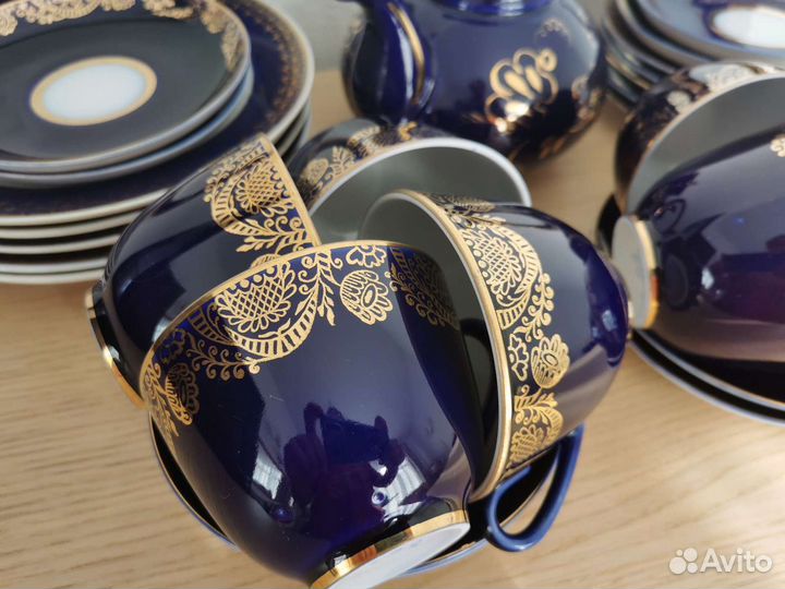 Чайный сервиз кобальт/золото