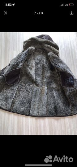 Дубленка натуральный мех, шапка, перчатки набором