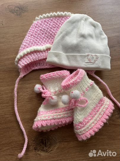 Пинетки вязаные шапка