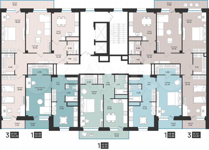 3-к. квартира, 101,9 м², 8/15 эт.
