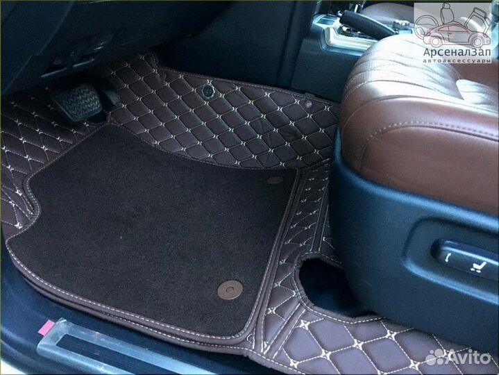 Коврики Тойота Фортунер 3d из экокожи черные