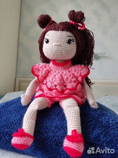 Амигуруми, вязаная кукла Роза ручной работы, 30см
