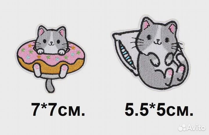 Термонашивки кошки пончик нашивки