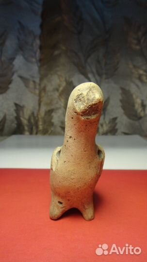 Старинная глиняная свистулька,птичка.Оригинал