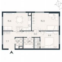 2-к. апартаменты, 58,9 м², 2/19 эт.