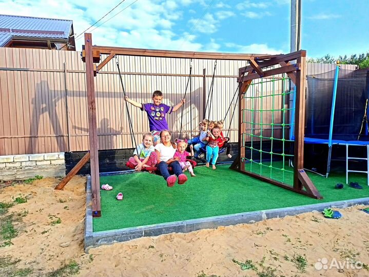 Детские качели уличные деревянные от производителя