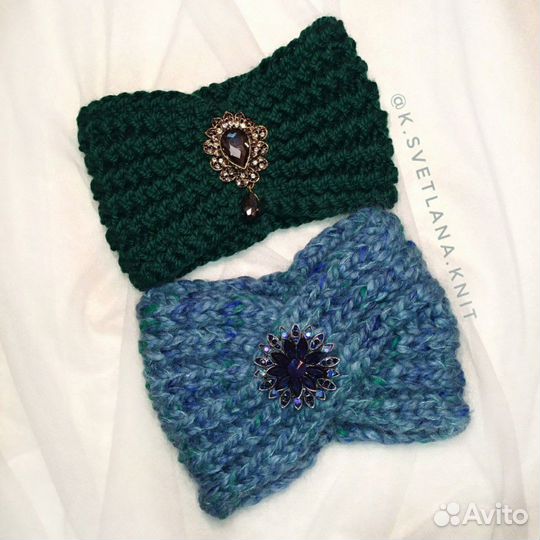 Вязаная повязка ручной работы