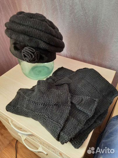 Берет и шарф. 80шерсть