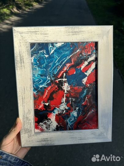 Картина Синий кот абстракция акрил