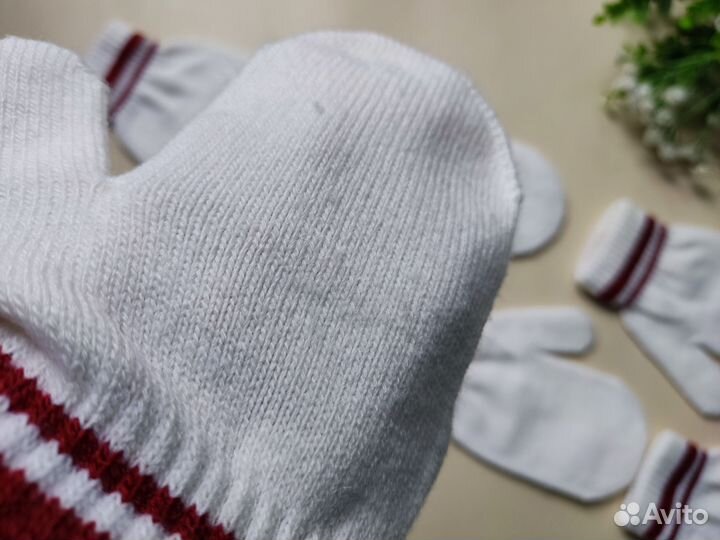Новые варежки белые для фотосессии 3 пары