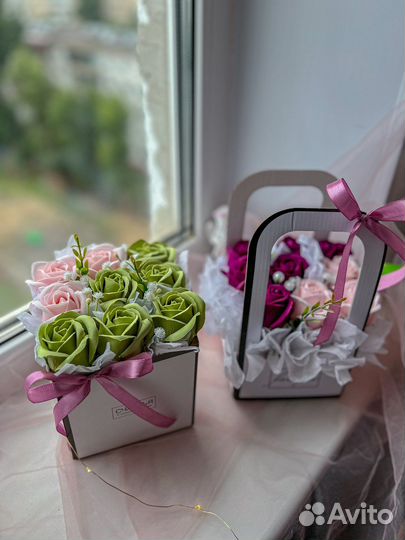 Букеты из мыльных роз