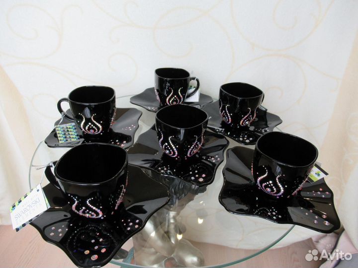 Набор Чайных пар 6шт с Кристалами Swarovski