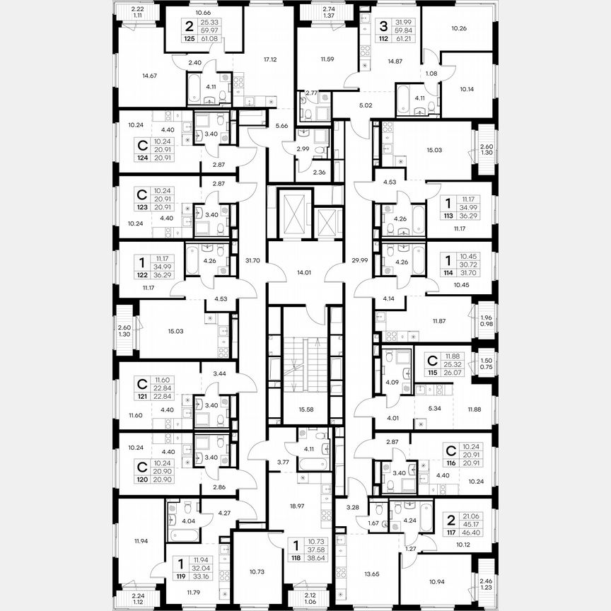 2-к. квартира, 46,4 м², 9/12 эт.