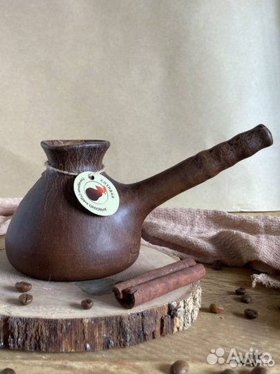 Турка для кофе из термоударной глины ручной работы