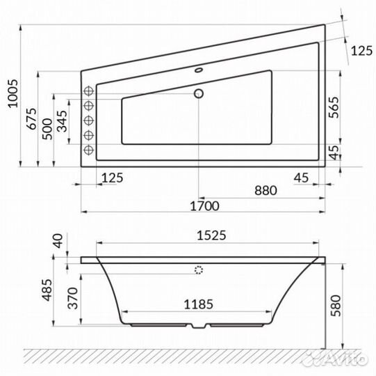 Ванна Excellent Sfera SMART 170x100 золото левосторонняя