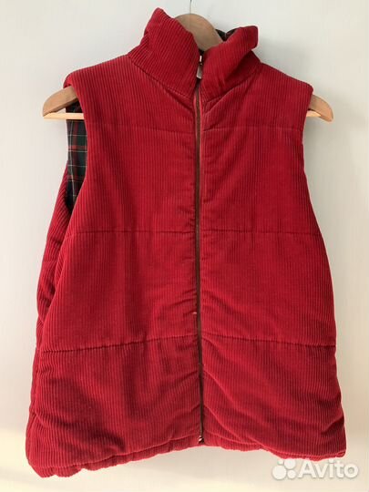 Жилетка красная вельвет клетка на молнии 44-46