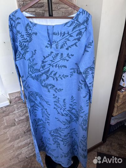 Платье длинное лен 48