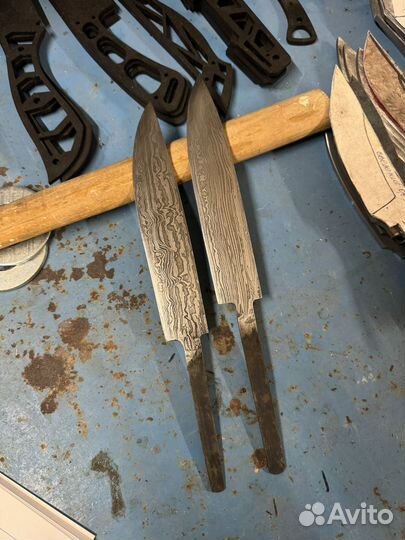 Клинок якутского типа, дамаск, прямой