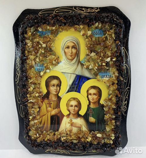 Икона янтарная