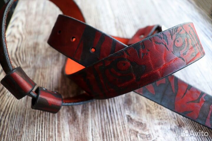 Брутальный Ремень из натуральной кожи Тигр