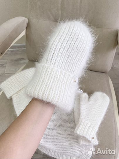 Шапка варежки манишка из пуха норки