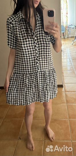 Женское платье mango мини в клетку xs