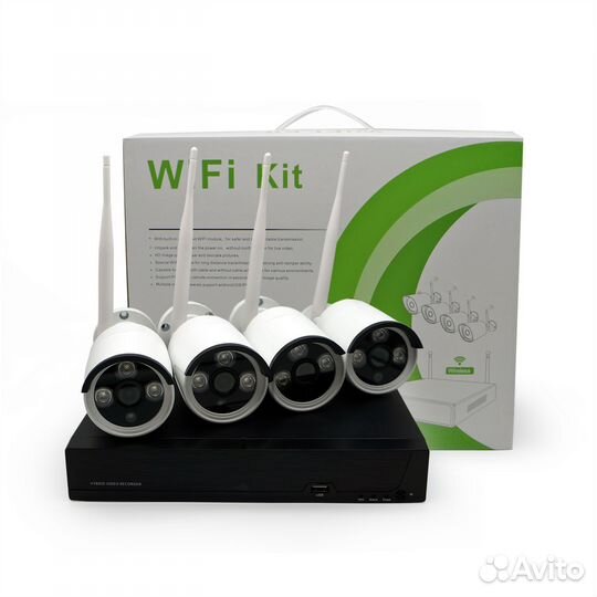Комплект видеонаблюдения 4 камеры ip wi-fi 5мп