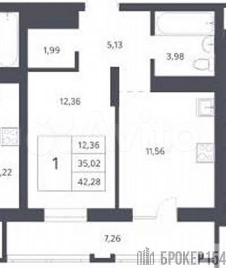 1-к. квартира, 35 м², 16/21 эт.