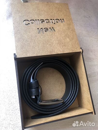 Кожаный ремень 135 см новый в подарочной коробке