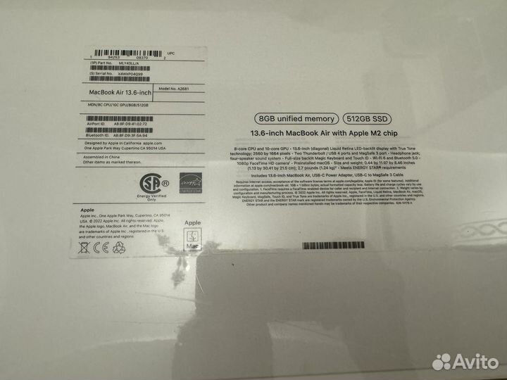Apple macbook air 13 2022 m2 512gb